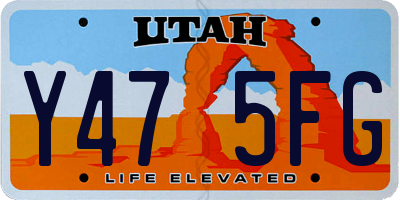 UT license plate Y475FG