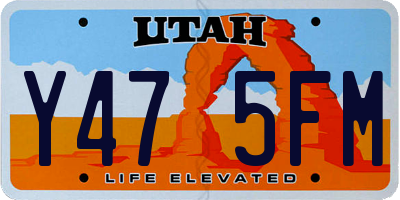 UT license plate Y475FM