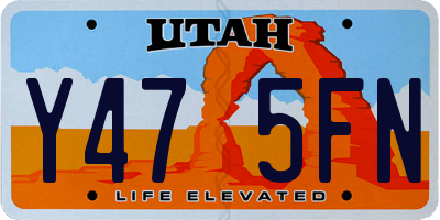 UT license plate Y475FN