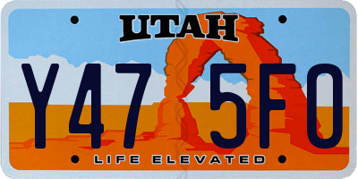 UT license plate Y475FO