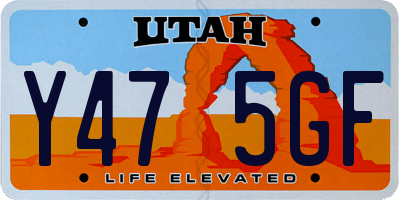 UT license plate Y475GF