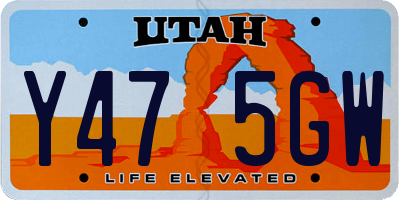 UT license plate Y475GW