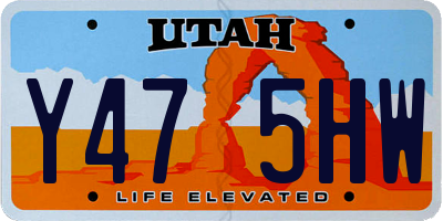 UT license plate Y475HW