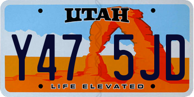 UT license plate Y475JD