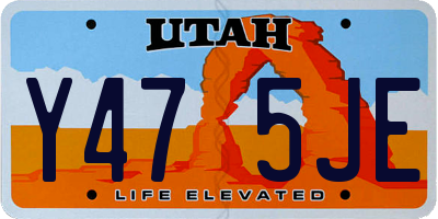 UT license plate Y475JE