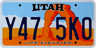 UT license plate Y475KO