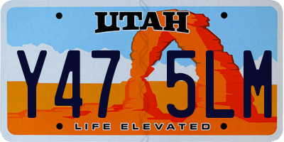 UT license plate Y475LM