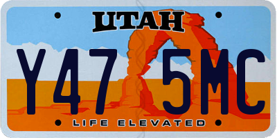 UT license plate Y475MC