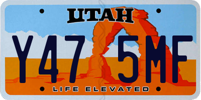 UT license plate Y475MF