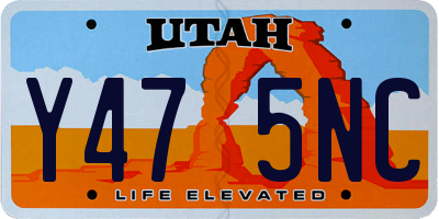 UT license plate Y475NC