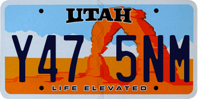 UT license plate Y475NM