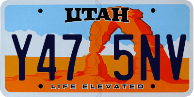 UT license plate Y475NV