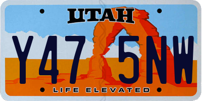 UT license plate Y475NW