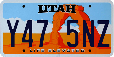 UT license plate Y475NZ