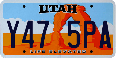 UT license plate Y475PA