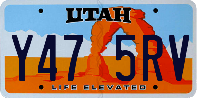 UT license plate Y475RV