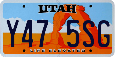 UT license plate Y475SG