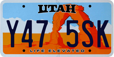 UT license plate Y475SK
