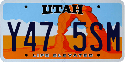 UT license plate Y475SM