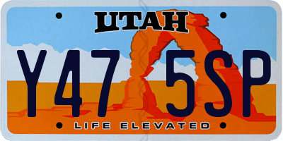 UT license plate Y475SP
