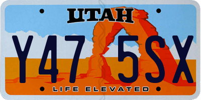 UT license plate Y475SX