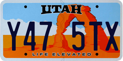 UT license plate Y475TX