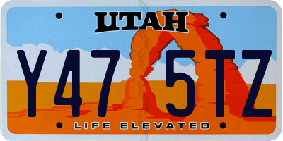 UT license plate Y475TZ