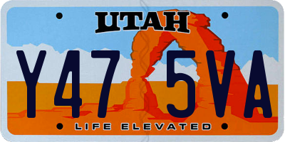 UT license plate Y475VA