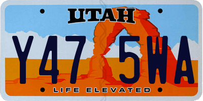 UT license plate Y475WA