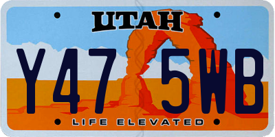 UT license plate Y475WB