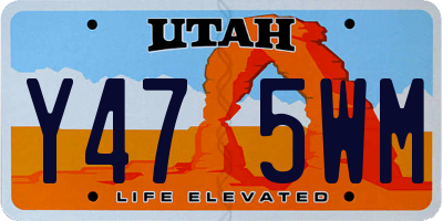 UT license plate Y475WM