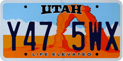 UT license plate Y475WX