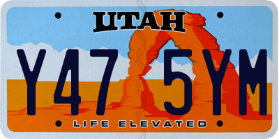 UT license plate Y475YM
