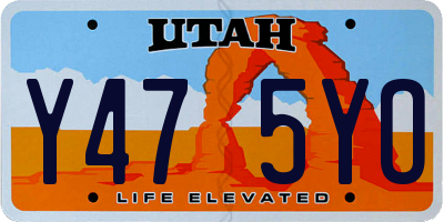 UT license plate Y475YO