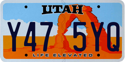 UT license plate Y475YQ