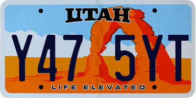 UT license plate Y475YT