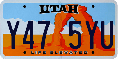 UT license plate Y475YU