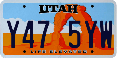 UT license plate Y475YW