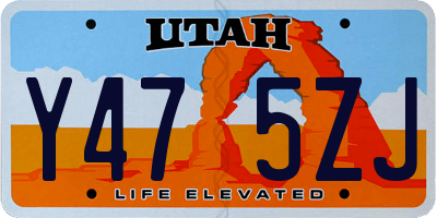 UT license plate Y475ZJ