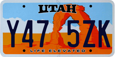 UT license plate Y475ZK