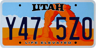 UT license plate Y475ZO