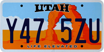 UT license plate Y475ZU