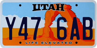 UT license plate Y476AB