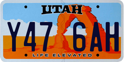 UT license plate Y476AH