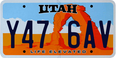 UT license plate Y476AV