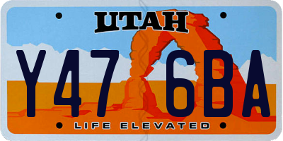 UT license plate Y476BA