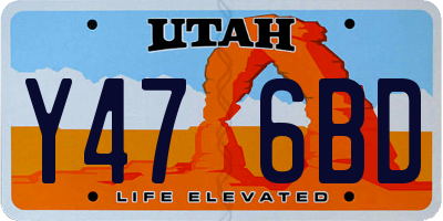 UT license plate Y476BD