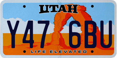 UT license plate Y476BU
