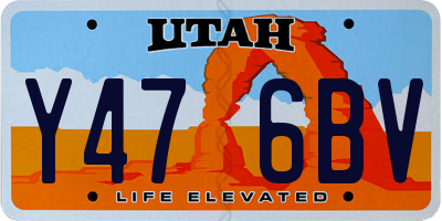UT license plate Y476BV