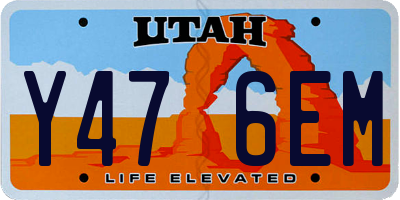 UT license plate Y476EM